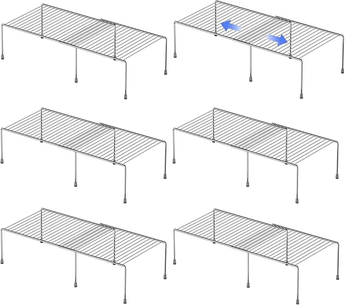 Enhanced Redrubbit Cabinet Storage Shelf Rack Expandable Metal Rustproof Kitchen Counter and Cabinet Shelf Storage Rack Organizer Space Saver for Kitchen Fridge Cabinet Bathroom Chrome Set of 6About ThisOverview Next-Generation