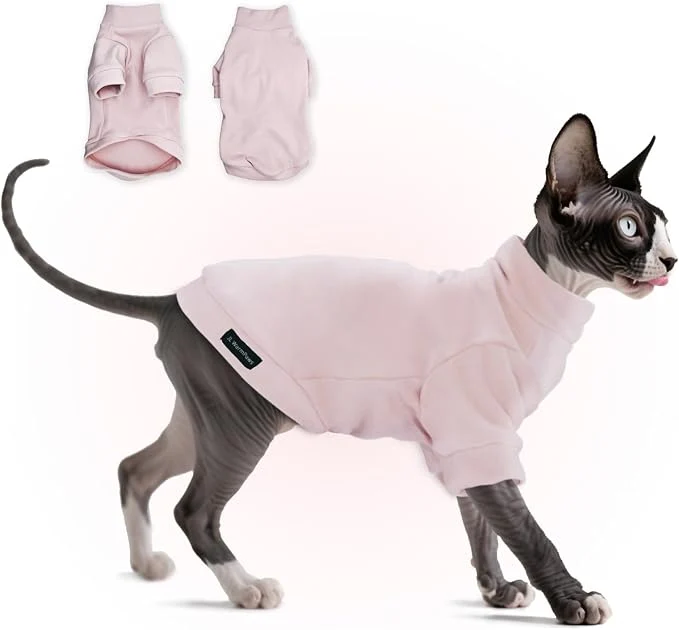 Fashionable Fleece Sphynx Cat Clothes Soft Hairless Cat Clothes Pullover Cat Sweater Sustainable