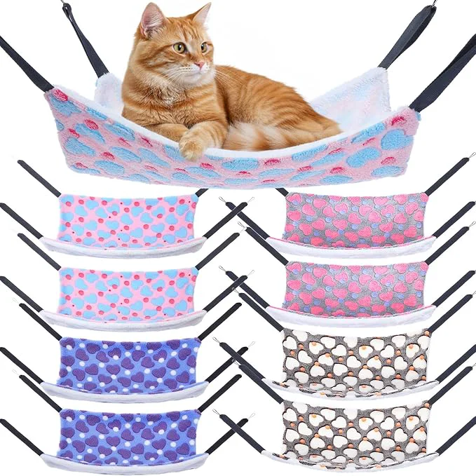 Exceptional 8 Pcs Reversible Cat Hammock Plush Ferret Hammock Hanging Bed Elite