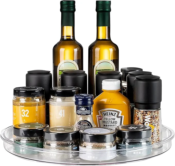 Classic vacane Clear Lazy Susan Organizer Non-Skid 13 Plastic Lazy Susan Turntable for Cabinet Rotating Pantry Lazy Susan Cabinet Organizer Storage Containers for Kitchen Refrigerator Countertop BathroomAbout ThisOverview High-Performance