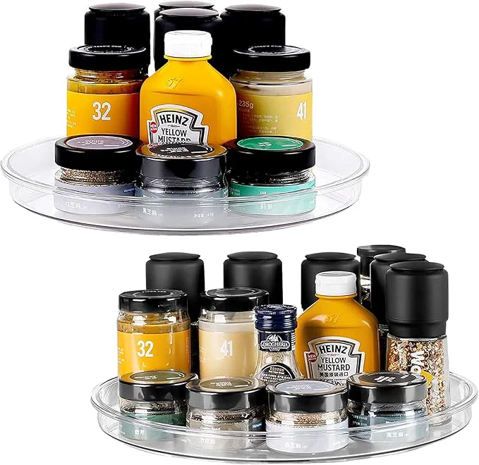 Selected vacane 2 Pack Clear Lazy Susan Organizer Turntable for Cabinet Pantry Non-Skid Lazy Susan 9 Cabinet Organizer for Kitchen Refrigerator Countertop BathroomAbout ThisOverview First-Class