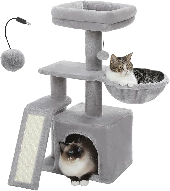 World-Class PETEPELA Small Cat Tree for Indoor Cats Cozy Hammock and Removable Top Bed Official