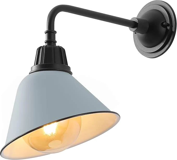 Prestigious JONATHAN Y JYL7612K Croydon 9.63 1-Light Farmhouse Industrial Indoor Outdoor Iron LED Gooseneck Arm Outdoor Sconce for Entryway Lobby Kitchen Bathroom Bedroom Living Room Hallway Matte Silver BlueAbout ThisOverview Traditional