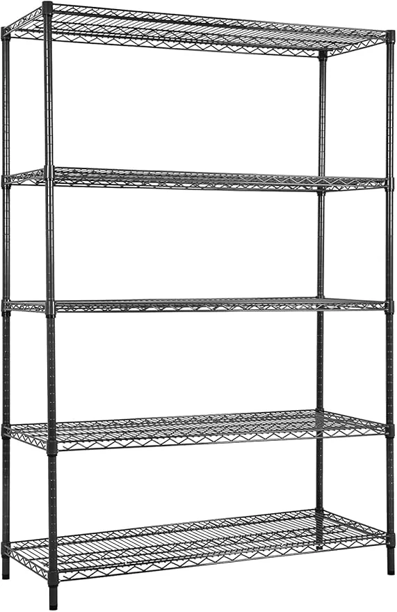Smart Land Guard 5 Tier Black Storage Racks and Shelving - 48 L x 20 W x 72 H Heavy Steel Material Pantry Shelves - Each Unit Loads 350 Pounds Wire Shelf Suitable for Warehouses Closets Kitchens……About ThisOverview Luxury