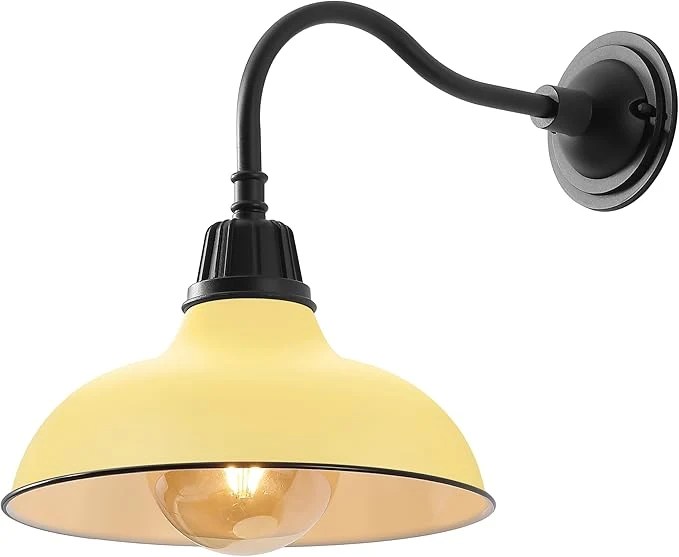 High-Quality JONATHAN Y JYL7613H Aurora 12.25 1-Light Farmhouse Industrial Indoor Outdoor Iron LED Gooseneck Arm Outdoor Sconce for Entryway Lobby Kitchen Bathroom Bedroom Living Room Hallway Matte YellowAbout ThisOverview Comfortable