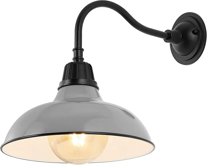 Recyclable JONATHAN Y JYL7613D Aurora 12.25 1-Light Farmhouse Industrial Indoor Outdoor Iron LED Gooseneck Arm Outdoor Sconce Metal Bowl Shade Vintage Cottage Rustic Porch Patio Yard Barn GrayAbout ThisOverview Premium Material