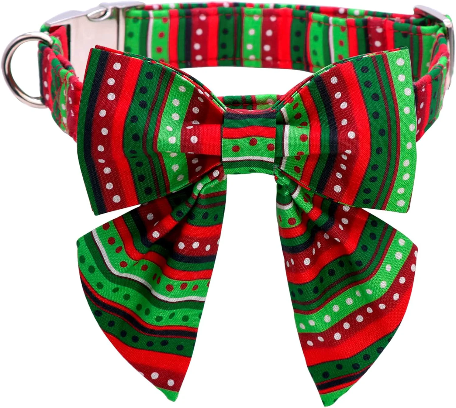 Clean Lionet Paws Christmas Dog Collar with Bowtie Dog Sailor Bow Collar with Metal Buckle for Dogs Adjustable Comfortable Dog Collar Girl Gift XL Neck 16-26 in High-Quality