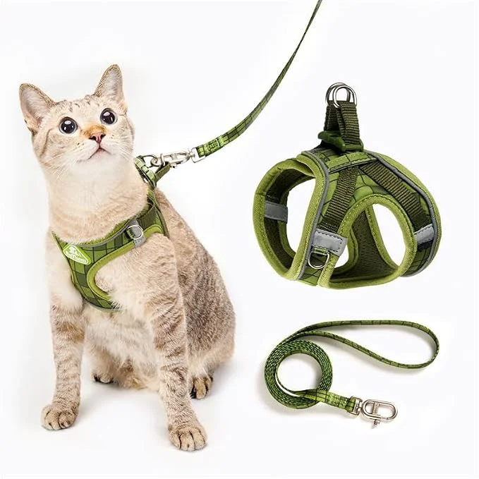 Carefully Designed Cat Harness and Leash Set Step-in Escape Proof Adjustable Vest Harness Advanced