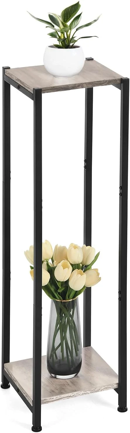 Flexible Extra Tall Plant Stand Indoor 40 Inch Plant Stands 2 Tier Metal Plant Stand with Heavy Duty Wood Greige and BlackAbout ThisOverview Dependable