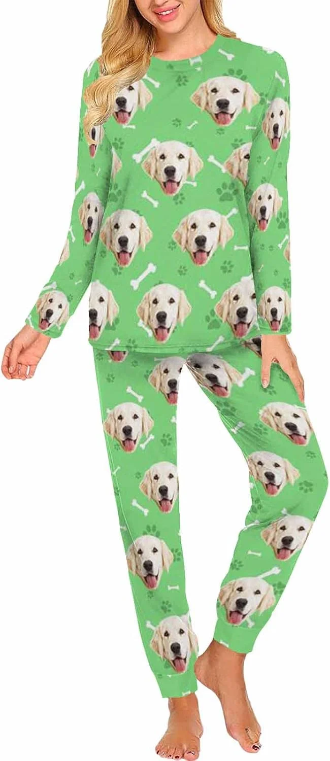 Casual MyPupSocks Custom Face Pajamas Sets for Women Personalized Photo Sleepwear XS-XXL Responsible