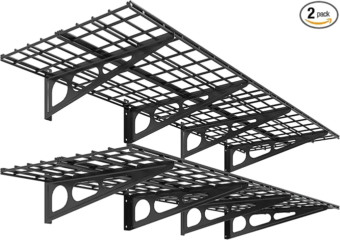 Exclusive FLEXIMOUNTS 2-Pack 2x6ft Garage Shelving 24-inch-by-72-inch Wall Shelf Garage Storage Rack Floating Shelves Black Classic SeriesAbout ThisOverview High-Grade