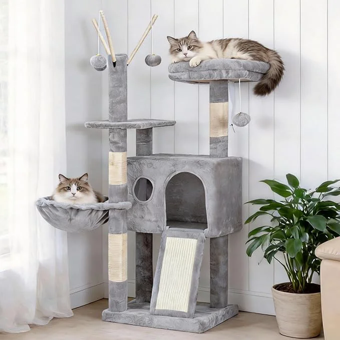 Detailed Hey-brother Cat Tree Tower Scratching Posts Durable