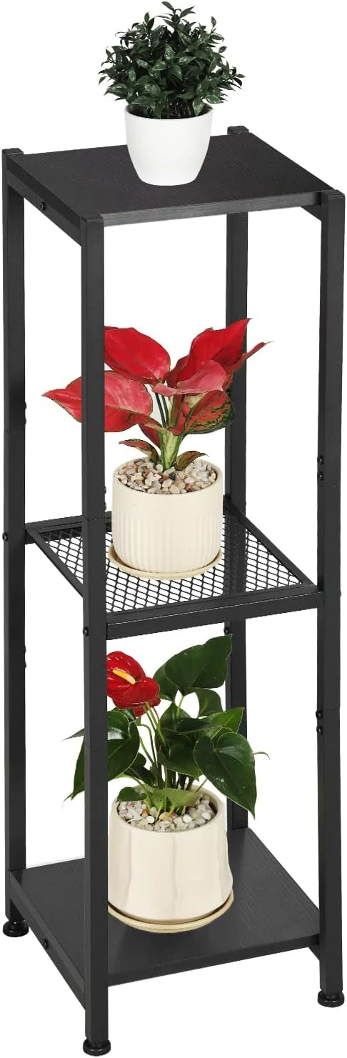 Sophisticated Extra Tall Plant Stand Indoor 40 Inch Plant Stands 3 Tier Metal Plant Stand with Heavy Duty Wood and Metal Mesh Shelf BlackAbout ThisOverview Responsible