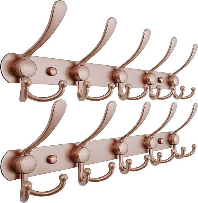 Reliable Dseap Coat Rack Wall Mounted - 5 Tri Hooks Heavy Duty Stainless Steel Metal Coat Hook Rail for Coat Hat Towel Purse Robes Mudroom Bathroom Entryway Rose Gold Pack of 2 About ThisOverview Enhanced