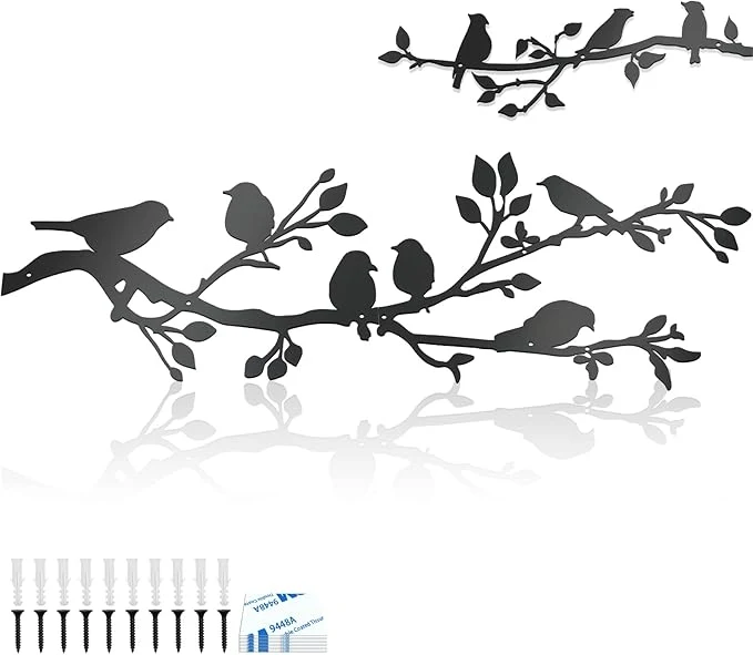 Fashionable ULENDIS 3Pcs Large Metal Birds Wall Art Bird on Branch Metal Birds Wall Decor Leaves with Bird Silhouette Sculpture Ornament Branch Wall Hanging Sign for Balcony Garden Indoor Outdoor DecorAbout This Specialty