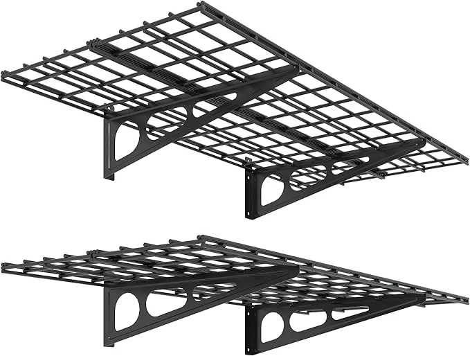 Versatile FLEXIMOUNTS 2-Pack 2x4ft 24-inch-by-48-inch Wall Shelf Garage Storage Rack Wall Mounted Floating Shelves Black Classic SeriesAbout ThisOverview Modern