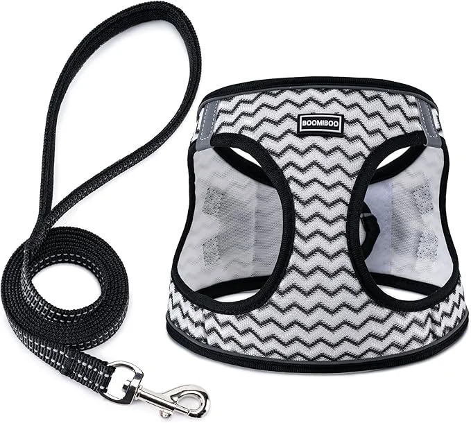 Trendy BOOMIBOO Dog Harness with Leash Set No Pull Adjustable Reflective Step-in Fine Crafted