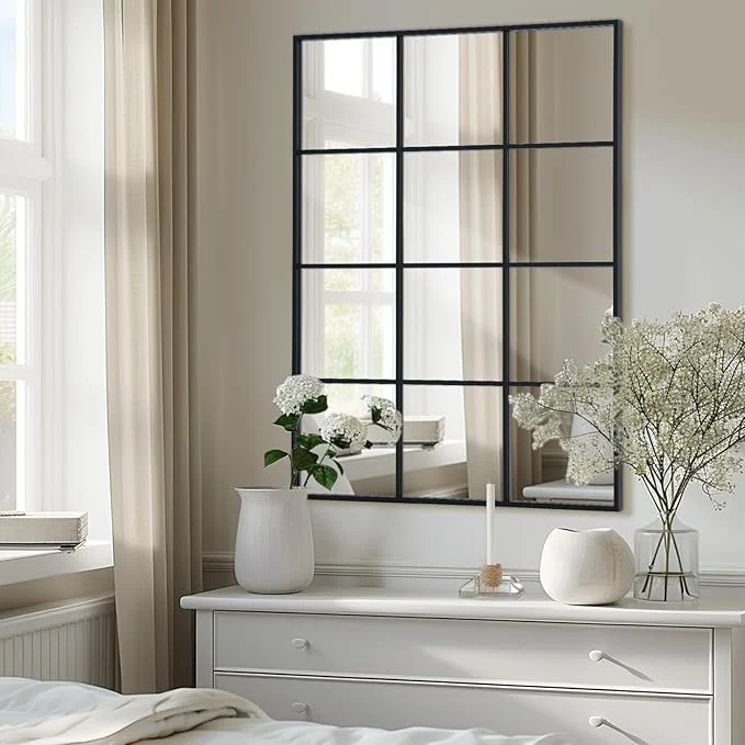 Reliable Windowpane Wall Mirror 24 x36 Black Wall Mounted Art Pane Mirror Farmhouse Decorative Mirror Leaning Hanging Wall Mirror for Bedroom Living Room Entrance Hallway Wall DecorAbout ThisOverview Outstanding