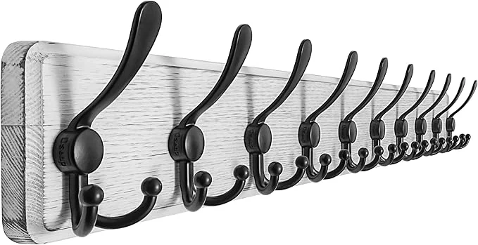 Fashionable Dseap Coat Rack Wall - Heavy-Duty 38-1 4 Long with Reinforced 10 Custom Tri-Hooks Solid Wood Wall Hanger for Coats Hat Jackets - Rustic Farmhouse Entryway Hallway Storage White BlackAbout ThisOverview High-Performance