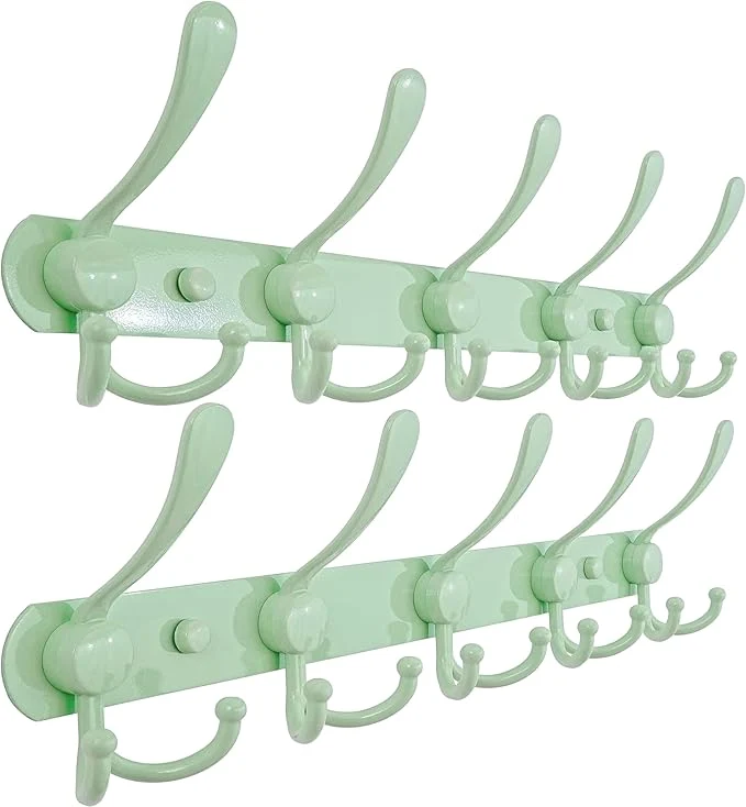 Genuine Dseap Coat Rack Wall Mounted - 5 Tri Hooks Heavy Duty Stainless Steel Metal Coat Hook Rail for Coat Hat Towel Purse Robes Mudroom Bathroom Entryway Green Pack of 2 About ThisOverview Functional