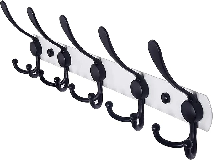 Eco-Friendly Dseap Wall Mounted Coat Rack - 5 Tri Hooks Heavy Duty Stainless Steel Metal Coat Hook Rail for Coat Hat Towel Purse Robes Mudroom Bathroom Entryway White BlackAbout ThisOverview First-Class