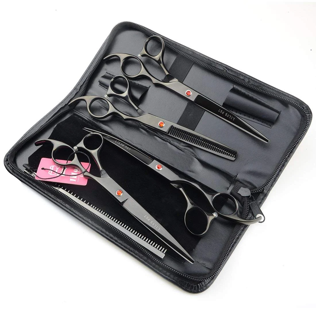 Powerful LILYS PET Professional Titanium-Coated 7.0 in Pet Grooming Scissors – Cutting Curved Thinning Clean