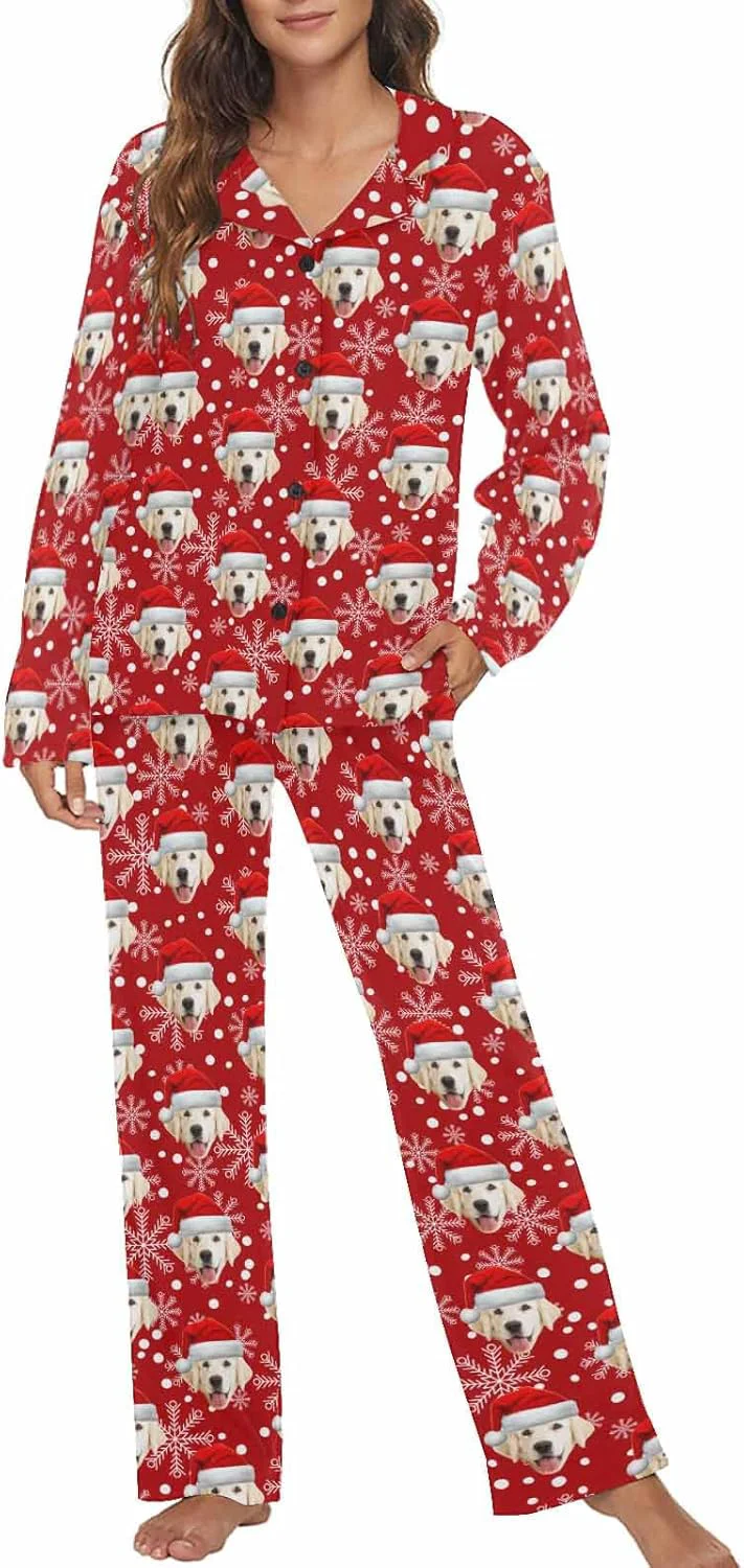 Dependable MyPupSocks Custom Face Pajamas for Women Set Personalized Photo Long Sleepwear XS-XXL Reusable