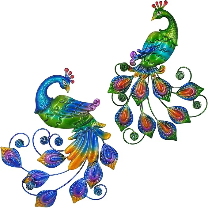 Efficient Yonivexis Metal Peacock Wall Art Decor Outdoor Hanging Decor Outdoor Sculpture 3D Metal Handmade Bird Wall Art Living Room Patio Garden Balcony Fence Decorations Style2About This Selected