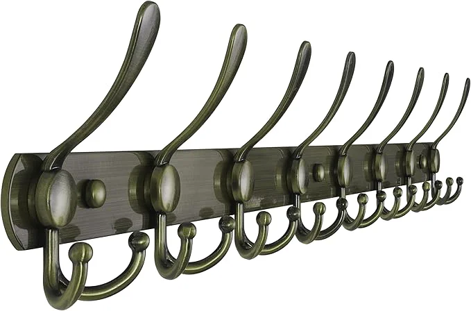 Easy-to-Use Dseap Coat Rack Wall Mount - 29.5 Long 8-Tri-Hooks Heavy Duty Coat Hanger Rail Wall Hooks for Hanging Coats Hats Clothing Clothes Purse Mudroom Entryway BronzeAbout ThisOverview Premium