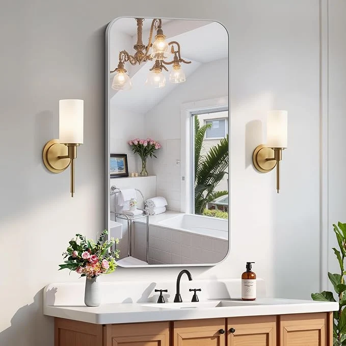 Next-Generation FORBATH 24x48 Inch Silver Bathroom Mirror for Over Sink Narrow Rectangular Full Length Mirror with Metal Frame Rounded Corners for Bathroom Bedroom Entryway Decor Horizontal or Vertical About ThisOverview Innovative