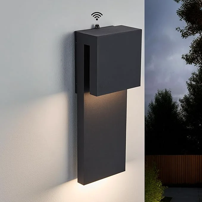 Smart Dusk to Dawn Outdoor Lighting Fixture Wall Mount Modern Integrated LED 2-Light 17W Exterior Sensor Front Porch Light Textured Black Anti Rust Outside Wall Lights for House Doorway GarageAbout ThisOverview Dependable