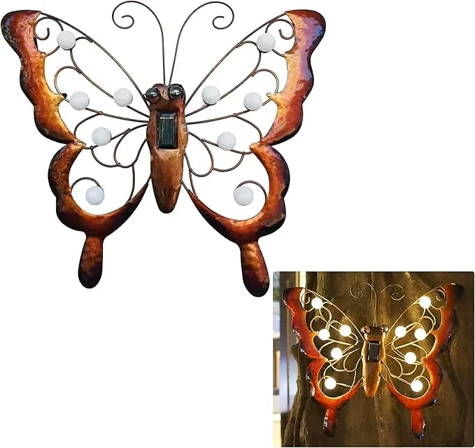 Dependable J-Fly Metal Butterfly Solar LED Light Outdoor Wall Art Solar Butterfly Wall Hanging Outdoor Decoration Metal Garden Fence Art Decor 13 14 Inch Large Suitable for Garden Patio Fence Balcony DecorAbout ThisOverview Enhanced