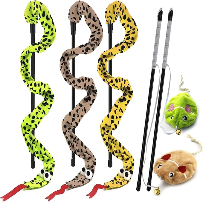 User-Friendly Interactive Cat Toy Wand with Catnip Mouse Cat Teaser Wand Rainbow String Expertly Made
