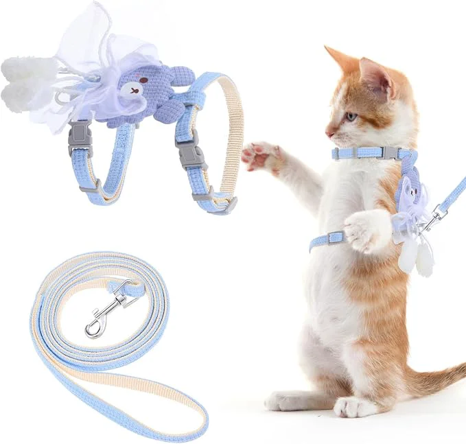 Versatile TIESOME Cat Harness and Leash Set Adjustable Gradient Kitten Harness Escape Lightweight