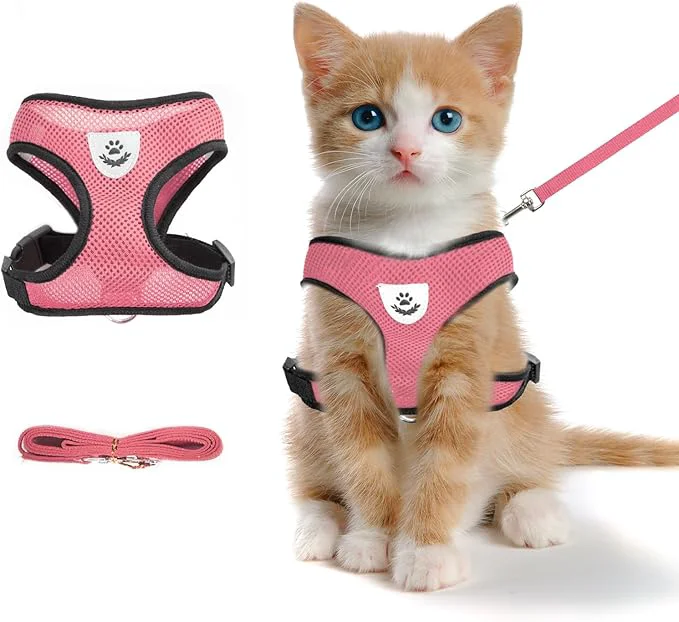 Responsible shudyear Summer cat Chest Harness and Leash Anti-Escape Adjustable Soft mesh Luxury