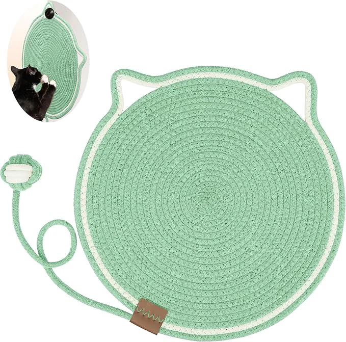 Superior Natural Cotton Rope Cat Scratch Pad 15.7'' Round Horizontal Floor Cat Functional