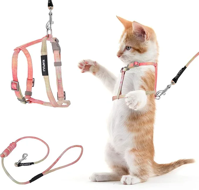 Enhanced TIESOME Cat Harness and Leash Set Adjustable Gradient Kitten Harness Escape World-Class
