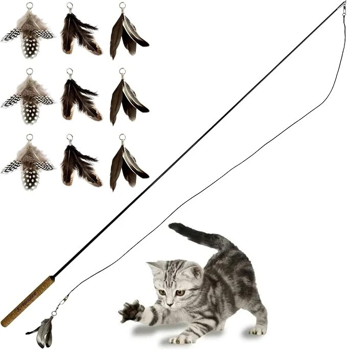 Natural Stick with 9 Feather Toy Lures Outstanding