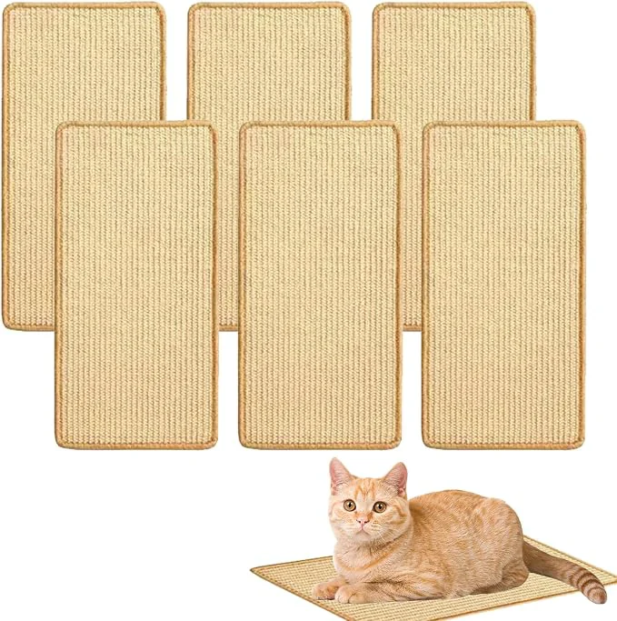 Unique 6 Pcs Cat Scratcher Mat Sisal Cat Scratching Pad Scratch Mat Practical