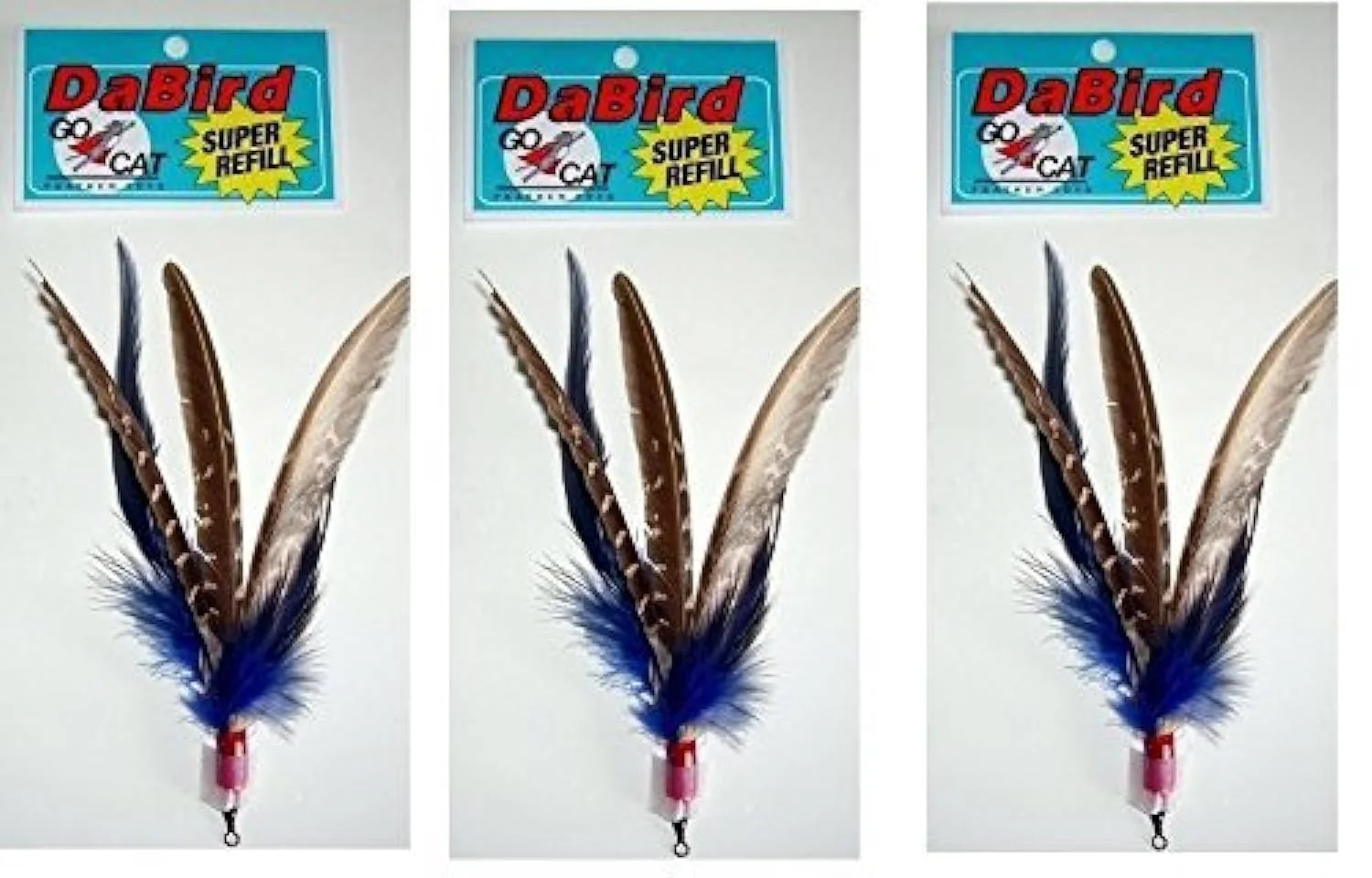 High-Grade GoCat DaBird SUPER Feather Refill – Pack of 3 Assorted Colors – Feathers Genuine