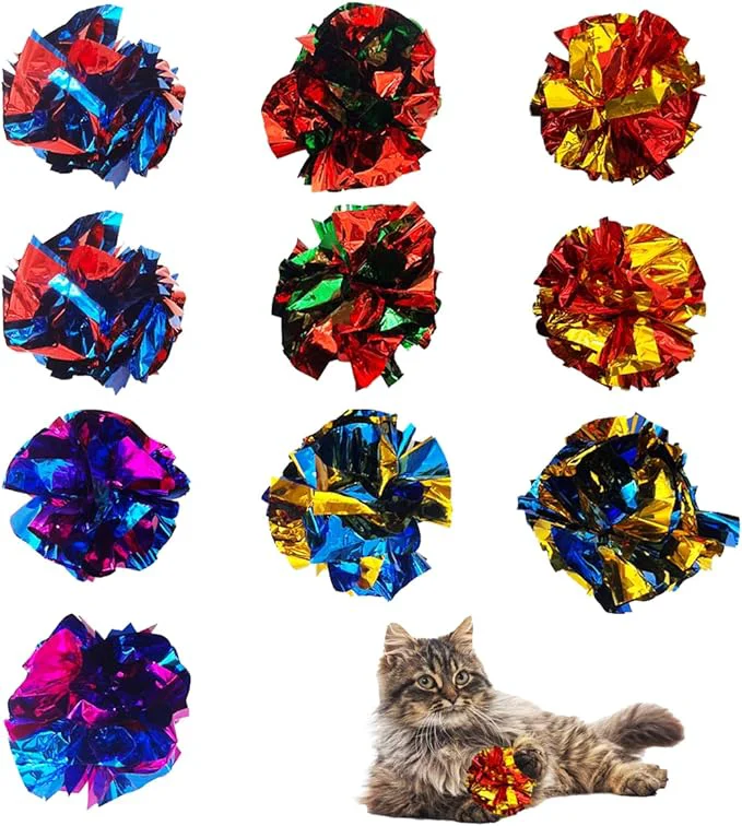 High-Performance Cat Crinkle Ball Toys 10 Packs for Indoor Cats to Kill Time and Keep Fit Fast