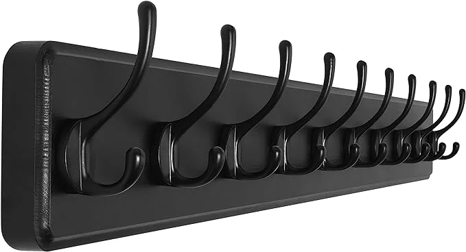 Healthy SKOLOO Large Black Wall Mounted Coat Rack - 38.6'' Long Coat Rack for Wall Pine Solid Wood Coat Hook Hanger - 10 Hooks for Hanging Clothes Backpack CoatsAbout ThisOverview Superior