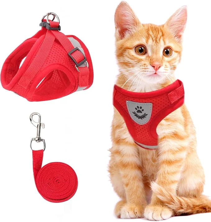 Traditional Red Cat Dog Vest Harness Expertly Made