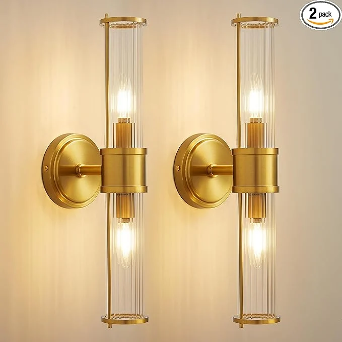 High-Performance Gold Wall Sconces Set of Two - Modern Bathroom Sconce Indoor Industrial Wall Sconce Vanity Light Wall Light Up and Down Wall Mount Lamp for Bathroom Bedroom Without Bulb About ThisOverview Fashionable