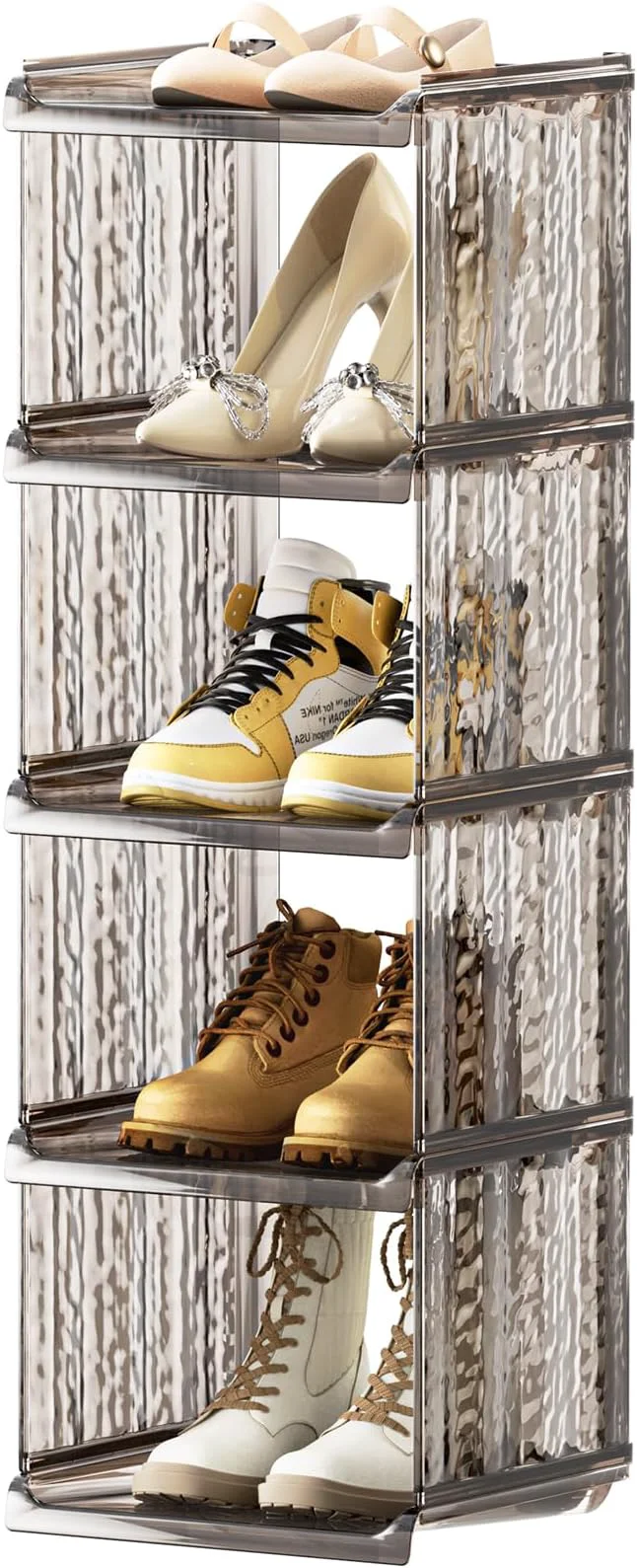Elegant HAIXIN Vertical Shoe Rack for Closet 5-Tier Modular Shoe Organizer for Front Door Entrance Shoe Storage Cabinet Narrow Stackable Shoe Stand Shelf Tower Space Saving for Entryway Corner - BrownAbout ThisOverview Proven