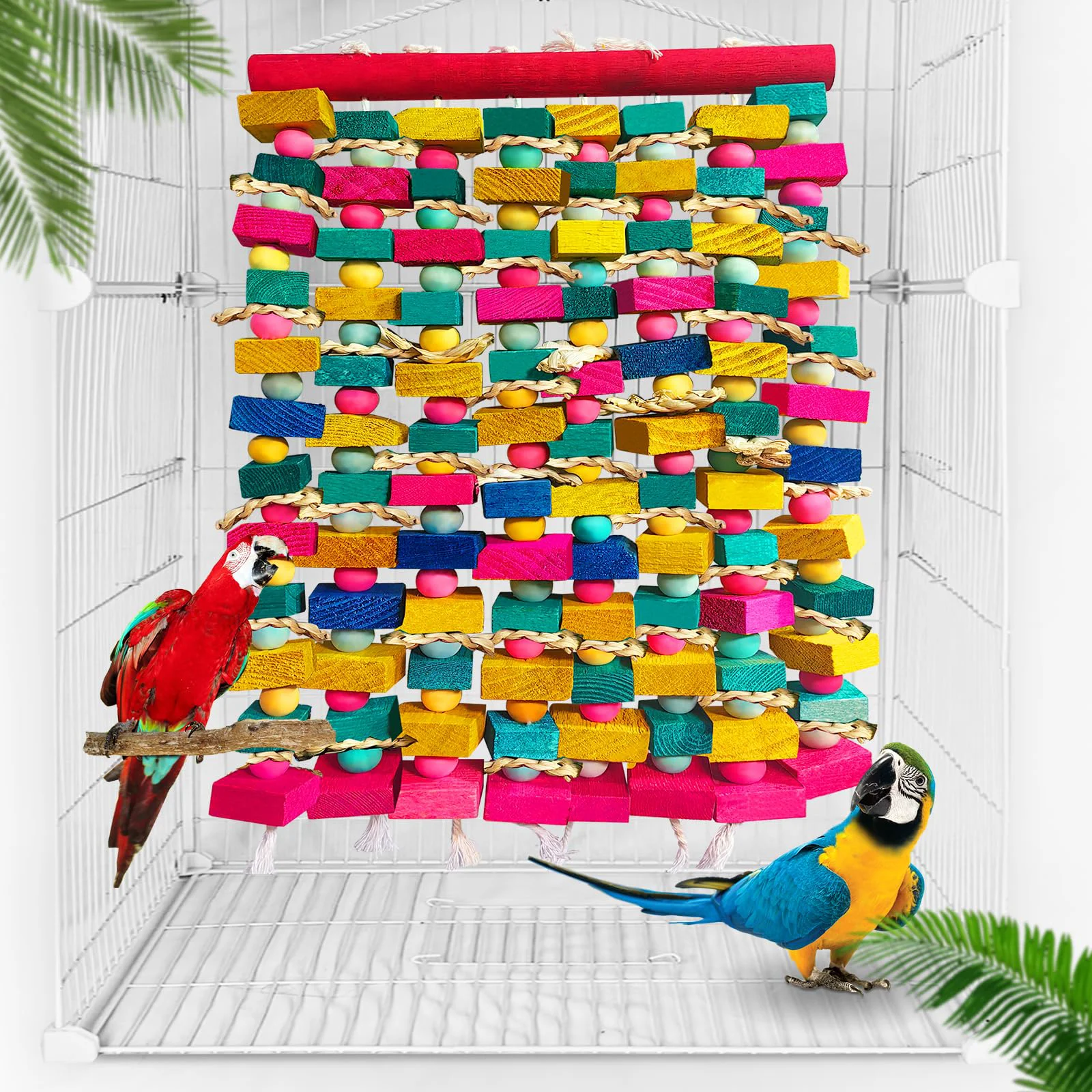 Fast WQY GroceryShop Extra Large Bird Toys for Macaws – Multicolored Wooden Blocks Parrot Cage Toy Classic