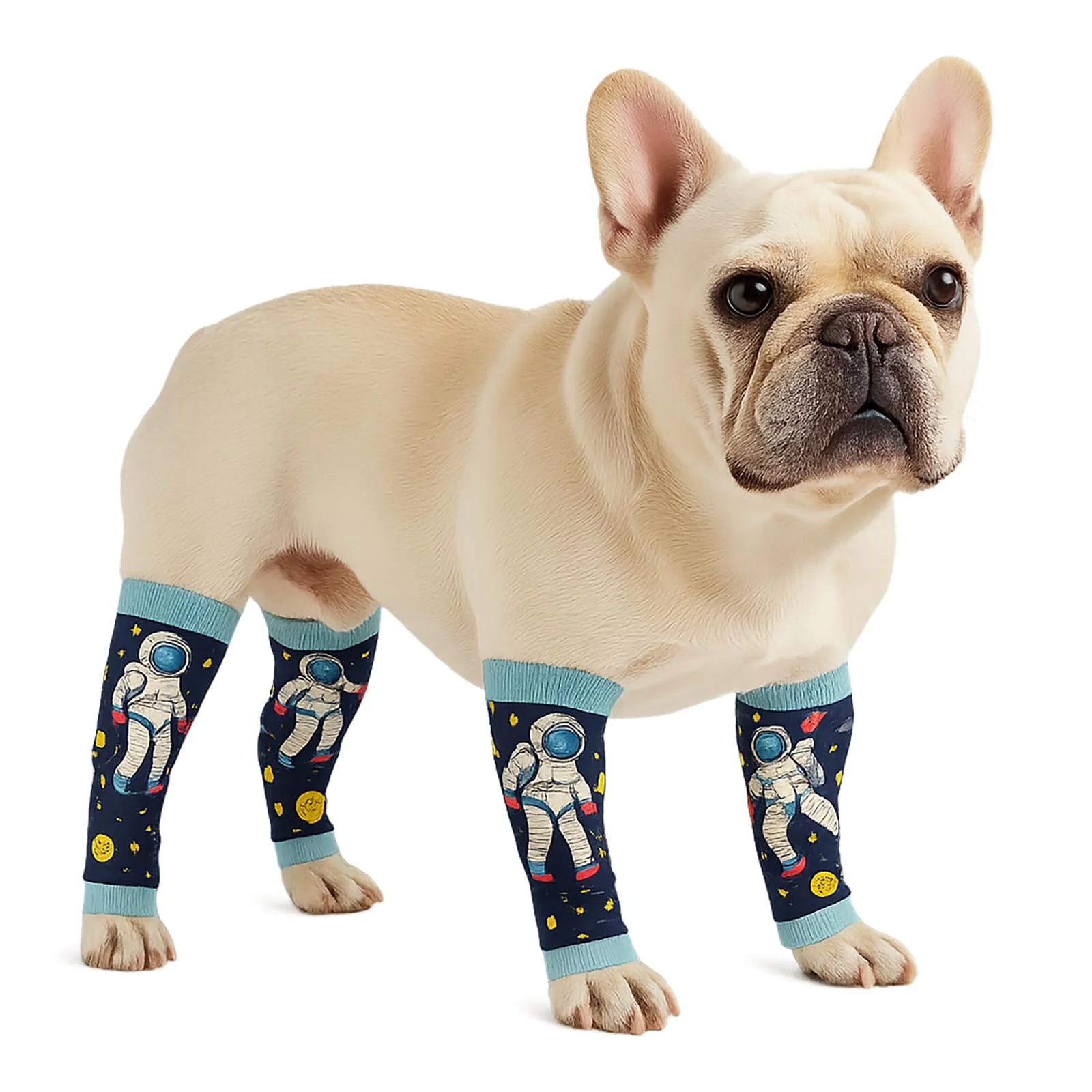 Sophisticated Petwarm Dog Recovery Leg Sleeves 4-Piece Set – Astronaut Print Cone- Comfort for Small Dogs Secure