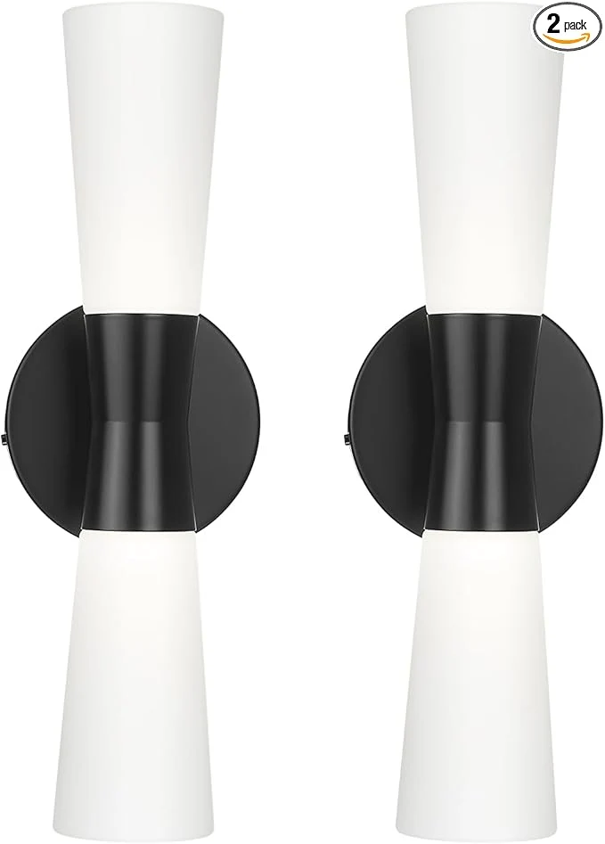 Healthy kudos Bathroom Sconces Set of 2 16inches Black Vanity Light Fixtures Modern Bathroom Light Fixtures with Milk White Glass Dimmerable 3000K 4000K 5000K for Bedroom Hallway KDVL13-BK-2PKAbout ThisOverview High-End