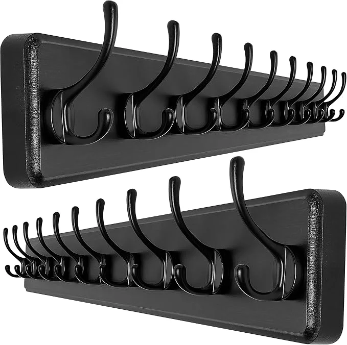 First-Class SKOLOO Rustic Wall Mounted Coat Rack Case of 2 Pine Solid Wood Coat Hook Hanger - 10 Hooks for Hanging Clothes Robes Towels CoatsAbout ThisOverview Contemporary