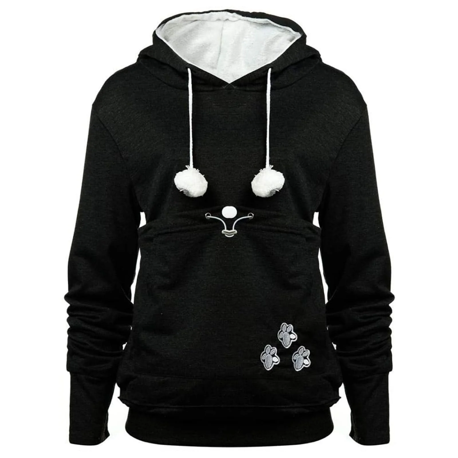 Classic YYW Womens Pet Hoodie Carrier Sweater - Oversized Cat Dog Pouch Black Medium Dependable